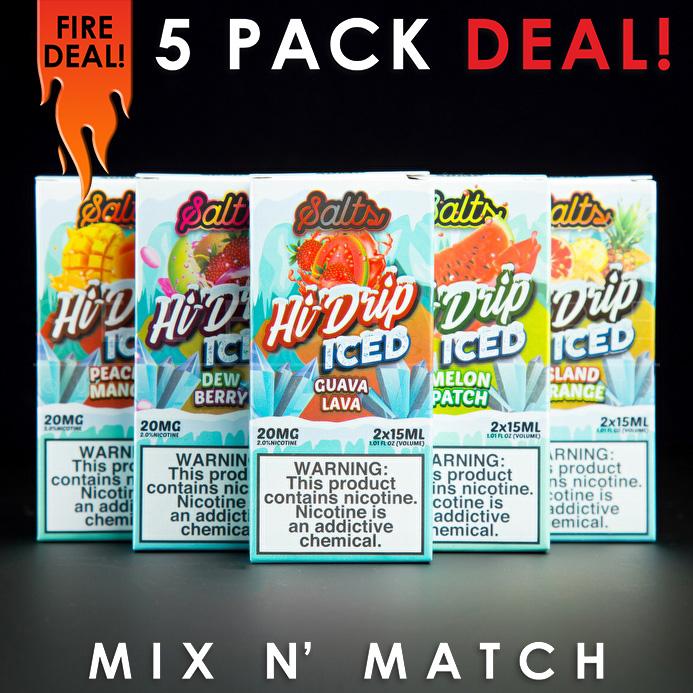 Hi Drip Iced Nic Salt - Mix and Match (5 Pack) 150ml