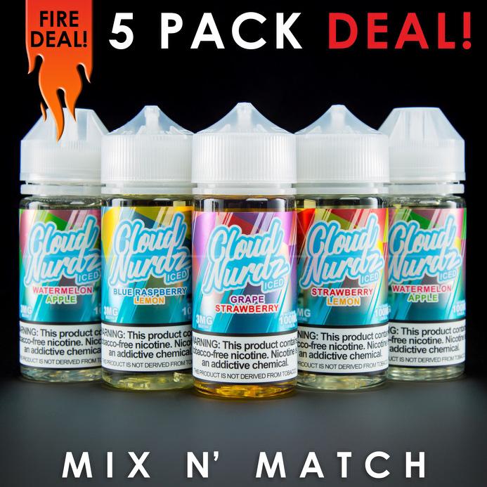 Cloud Nurdz Iced Synthetic Nicotine - Mix and Match (5 Pack) 500ml