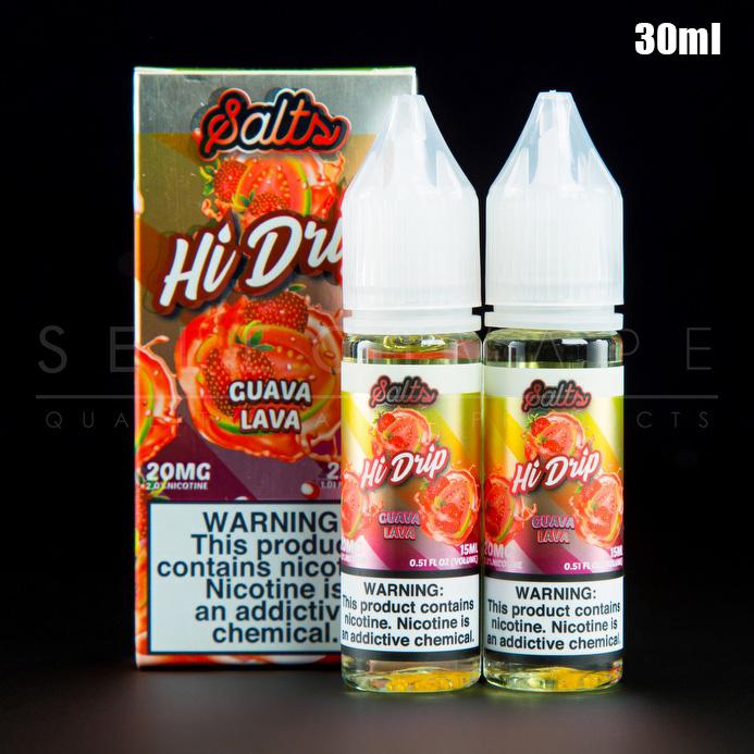 Select Vape presents “Guava Lava Nic Salt” by (Hi Drip ICED). Enjoy a refreshing sensation of tropical guavas with succulent strawberries topped with freezing menthol. The inhale is filled with a wave of exotic guava flavors that gently falls into your taste buds. The exhale fuses the tropical guava flavors with sweet, juicy strawberry flavors along with chilling menthol for a quality refreshing finish. See What Customers Are Saying: “Hi Drip Iced has always been one of my go-to brands for E-liquid and Nic Salt but I gotta say that Guava Lava is off the charts! They really have done it now with such an exquisite flavor. On top of it, the menthol really brings the profile to perfection.” “I am really like the Guava Lava Nic Salt flavor!! So fruity and delicious. This flavor is very clean and the menthol really does it for me.” Flavor Profile: Guava, Strawberry and Menthol You Receive: Hi Drip Iced – Guava Lava Nic Salt 30ml