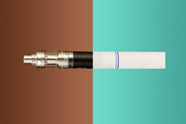 Vape and traditional cigarette collage