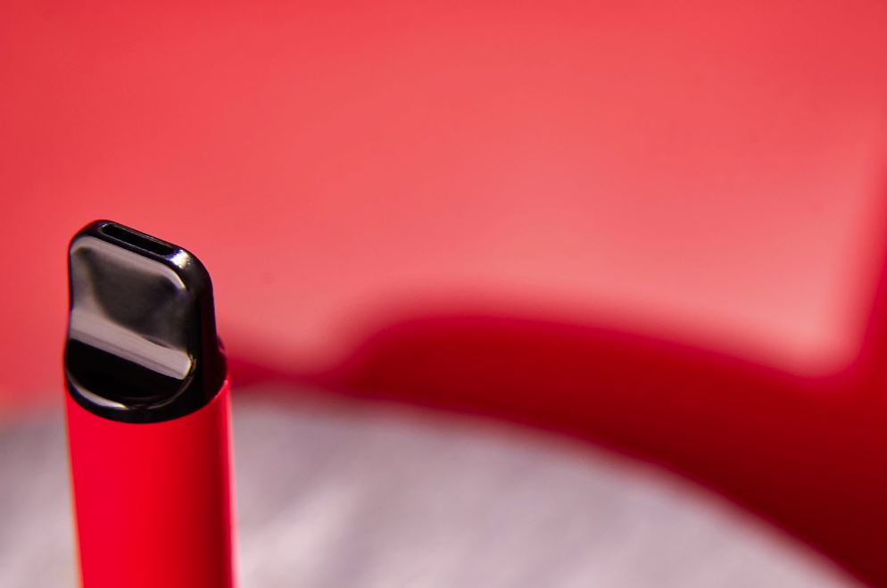 Tip of a disposable vape device.